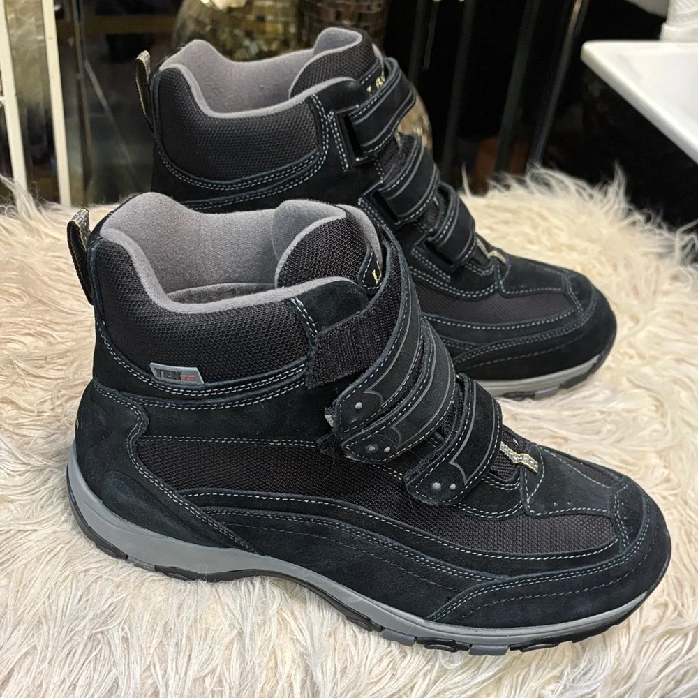 L.L. Bean Black Men's Rain & Snow Boots with Hook-and-Loop Straps